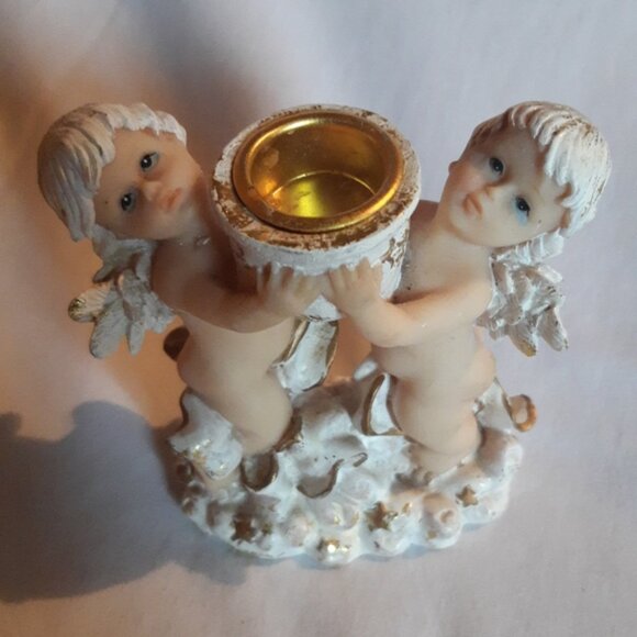 Angels Candlestick Holder White  Gold Nude Angels Christmas - Picture 10 of 10